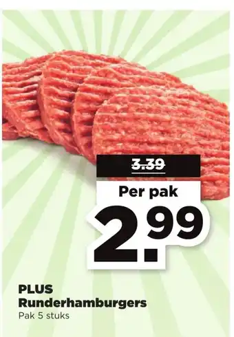 PLUS PLUS Runderhamburgers 5 st aanbieding