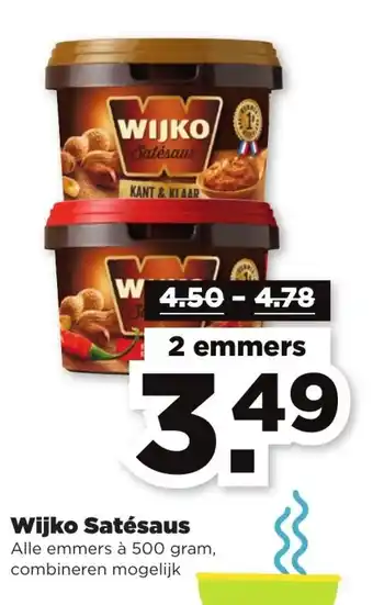 PLUS Wijko Satesaus 2*500 gr aanbieding