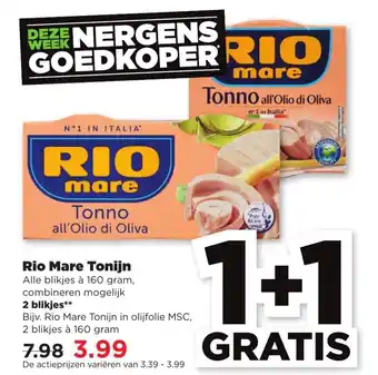 PLUS Rio Mare Tonijn 2 st aanbieding