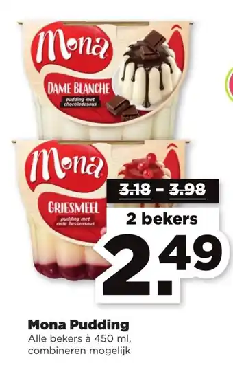 PLUS Mona pudding 2*450 ml aanbieding