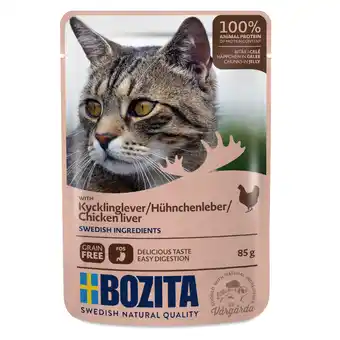 Zooplus 12x85g stukjes in gelei pouch kippenlever bozita kattenvoer aanbieding