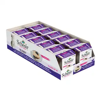 Zooplus 12x 40g schesir petit delice in mousse kip, tonijn en bosbes nat kattenvoer aanbieding