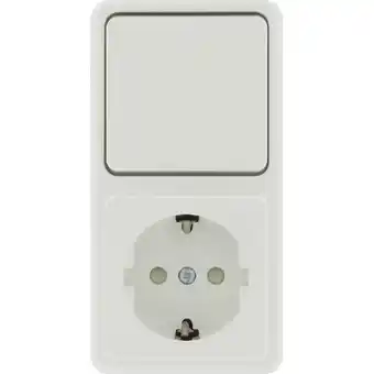 Praxis Sencys combinatie wisselschakelaar/stopcontact tuleda geaard wit aanbieding