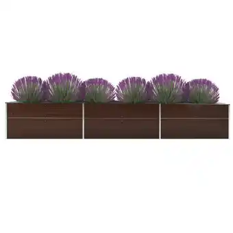 Praxis Vidaxl plantenbak verhoogd 480x80x45cm gegalvaniseerd staal bruin aanbieding