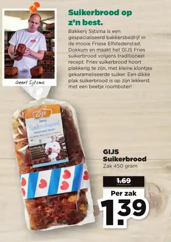 PLUS GIJS Suikerbrood 450gr aanbieding