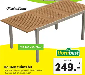 Lidl Houten tuintafel 10 naar 200 cm aanbieding