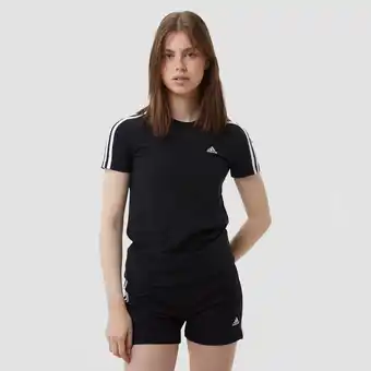 Perry Sport Adidas loungewear essentials slim-fit 3-stripes shirt zwart dames aanbieding