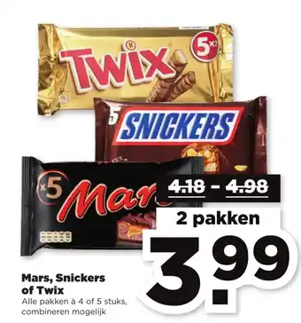 PLUS Mars, Snickers of Twix 2 st aanbieding