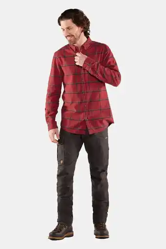 Bever Fjällräven övik comfort flannel shirt rood aanbieding