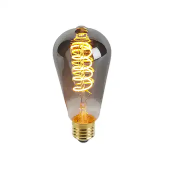 Lampenlicht.nl E27 dimbare led gedraaid filament lamp smoke st64 4w 136 lm 1800k aanbieding