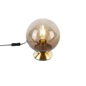 Lampenlicht.nl Art deco tafellamp messing met smoke glas - pallon aanbieding