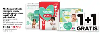 PLUS Alle pampers pants, harmonie luiers, premium protection maat 1 of 2 of babydoekjes 2 st aanbieding