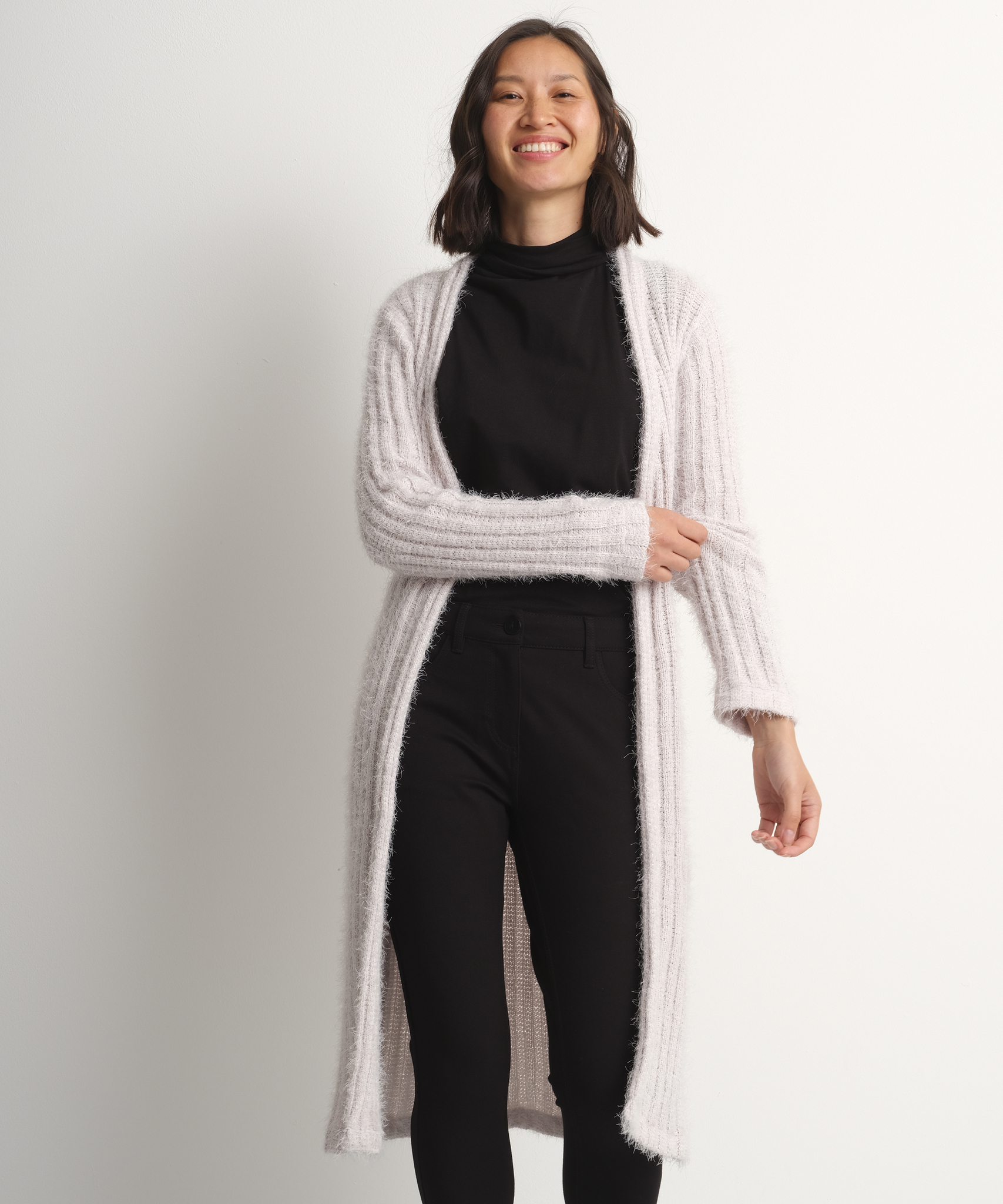 Oversized Gebreide Cardigan Dames Lang Vest met Knopen, Grofgebreide