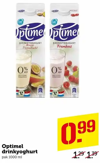 Coop Optimel drinkyoghurt 1000ml aanbieding