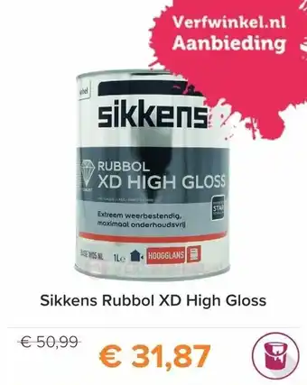 Verfwinkel.nl Sikkens Rubbol XD High Gloss 1L aanbieding