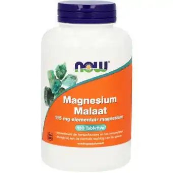 Vitamins Now magnesium malaat 115 mg 180 tabletten aanbieding