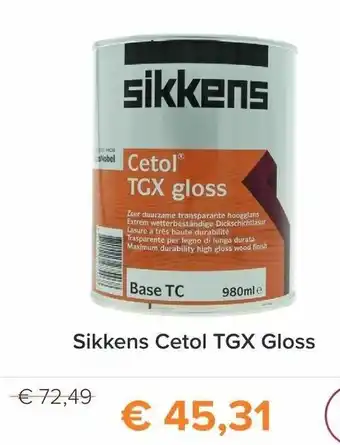 Verfwinkel.nl Sikkens Cetol TGX Gloss 980ml aanbieding