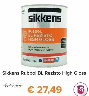 Verfwinkel.nl Sikkens Rubbol SB Rezisto High Gloss 1L aanbieding