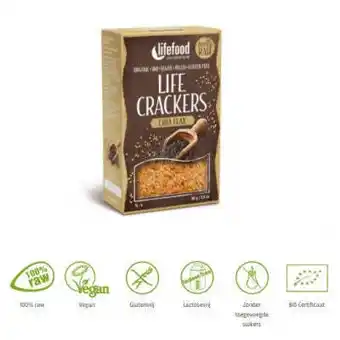 Vitamins Lifefood life crackers chia lijnzaad bio 80 gram aanbieding