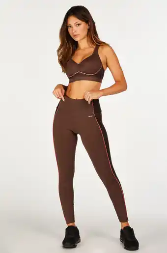 Hunkemoller Hunkemöller hkmx high waisted sport legging shine piping bruin aanbieding