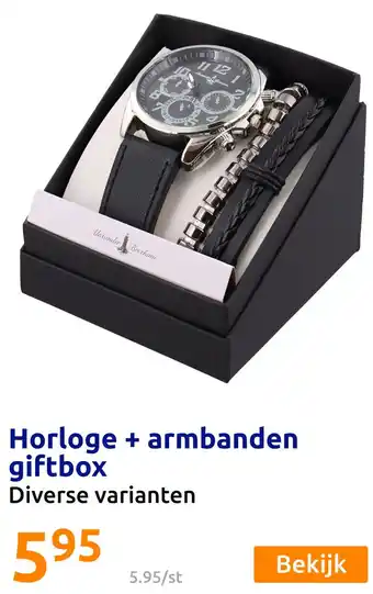 Action Horloge + armbanden giftbox aanbieding