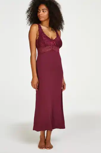 Hunkemoller Hunkemöller slipdress nora lace long rood aanbieding