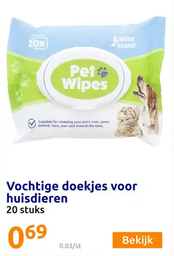 Action Vochtige doekjes voor huisdieren aanbieding