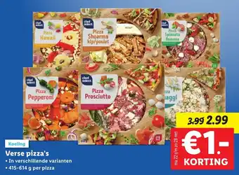 Lidl Chef select verse pizza's 415-614g aanbieding