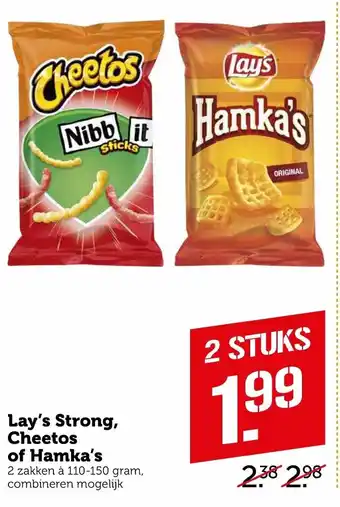 Coop Lay's Strong, Cheetos of Hamka's 110-150g aanbieding