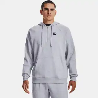 Under Armour Herenhoodie under armour rival fleece met halve rits mod grijs light heather / onyx wit s aanbieding