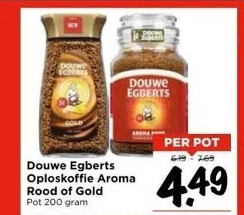 Douwe Egberts Oploskoffie Aroma Rood Of Gold Aanbieding Bij Vomar