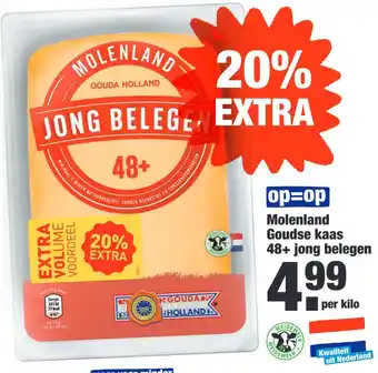 ALDI Molenland Goudse kaas 48+ jong belegen aanbieding