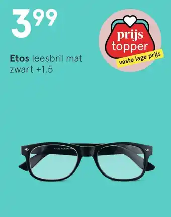 Etos Etos leesbril mat zwart +1,5 aanbieding