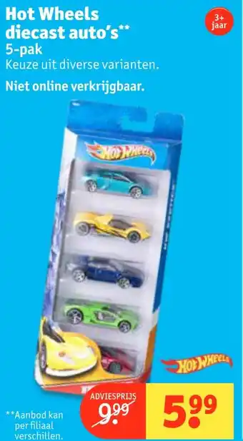 Kruidvat Hot Wheels diecast auto's" aanbieding