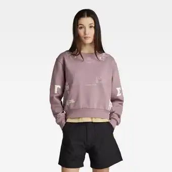 G-Star RAW G-star raw multi graphic cropped loose sweater - paars - dames aanbieding