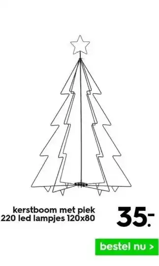 HEMA Kerstboom met piek 220 led lampjes 120x80 aanbieding