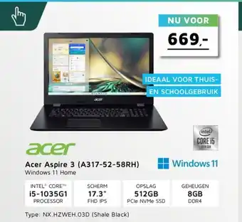 Digitotaal Acer aspire 3 (A317-52-58RH) aanbieding