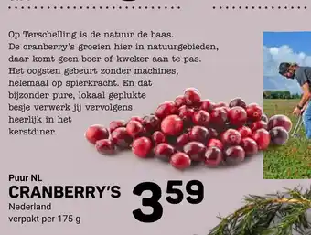 Ekoplaza Puur NL cranberry's 175g aanbieding