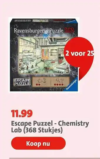 Bruna Escape puzzel - chemistry lab (368 stukjes) aanbieding