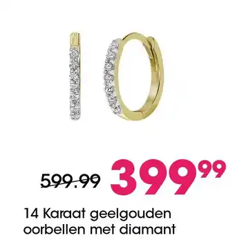 Lucardi 14 Karaat geelgouden oorbellen met diamant aanbieding