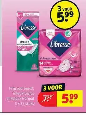 Kruidvat Libresse inlegkruisjes enkelpak normal aanbieding