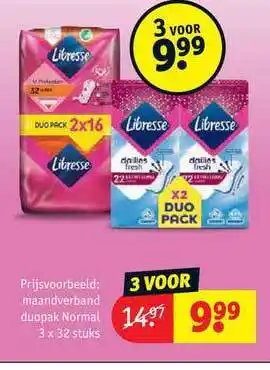 Kruidvat Libresse maandverband duopak normal aanbieding