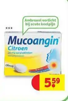 Kruidvat Mucoangin citroen 20 mg zuigtabletten aanbieding