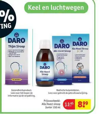 Kruidvat Daro alle hoest siroop junior aanbieding