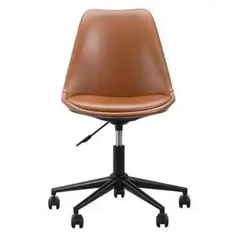 Leen Bakker Bureaustoel senja - lederlook - cognac - zwart ... aanbieding