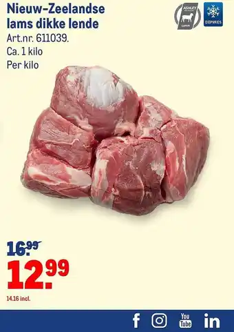 Makro Nieww-Zeelandse lams dikke lende 1 kilo aanbieding