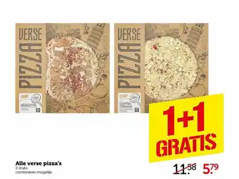 Coop Alle Verse Pizza's 1+1 Gratis aanbieding