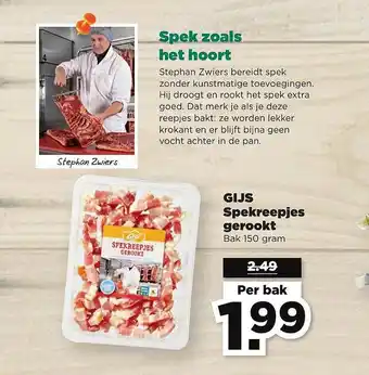 PLUS Gijs Spekreepjes Gerookt 150 Gram aanbieding