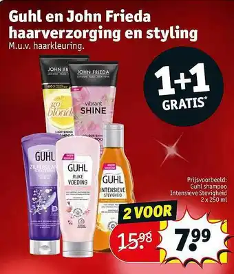 Kruidvat Guhl en john frieda haarverzorging en styling aanbieding