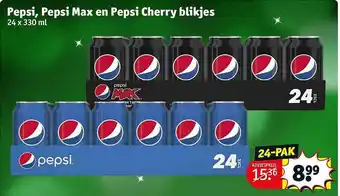 Kruidvat Pepsi, pepsii max en pepsi cherry blikjes aanbieding